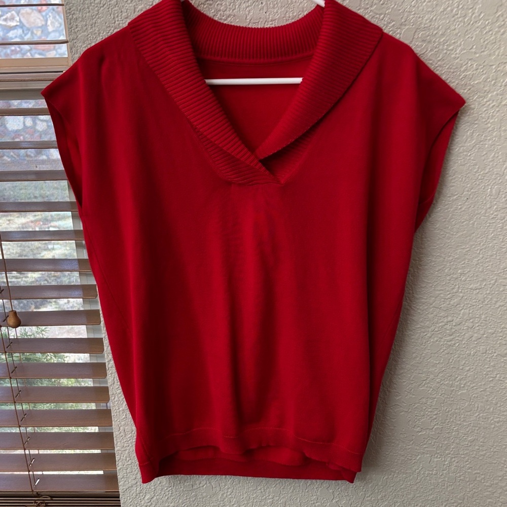 Red V-Neck Sweater Vest